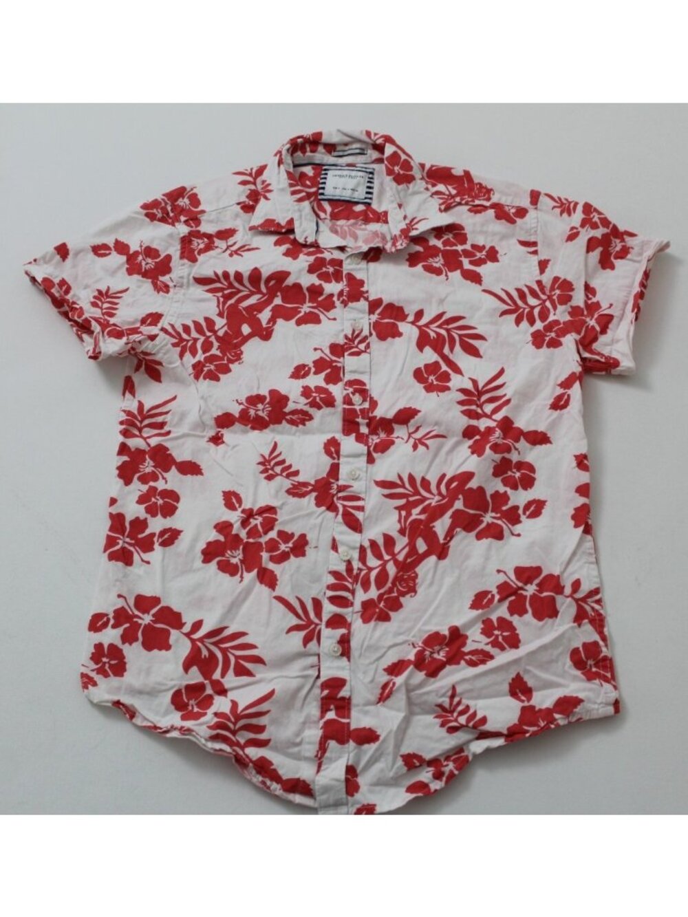 Denim & Flower Ricky Singh Mens S Slim Fit Red White Floral Button Up Shirt